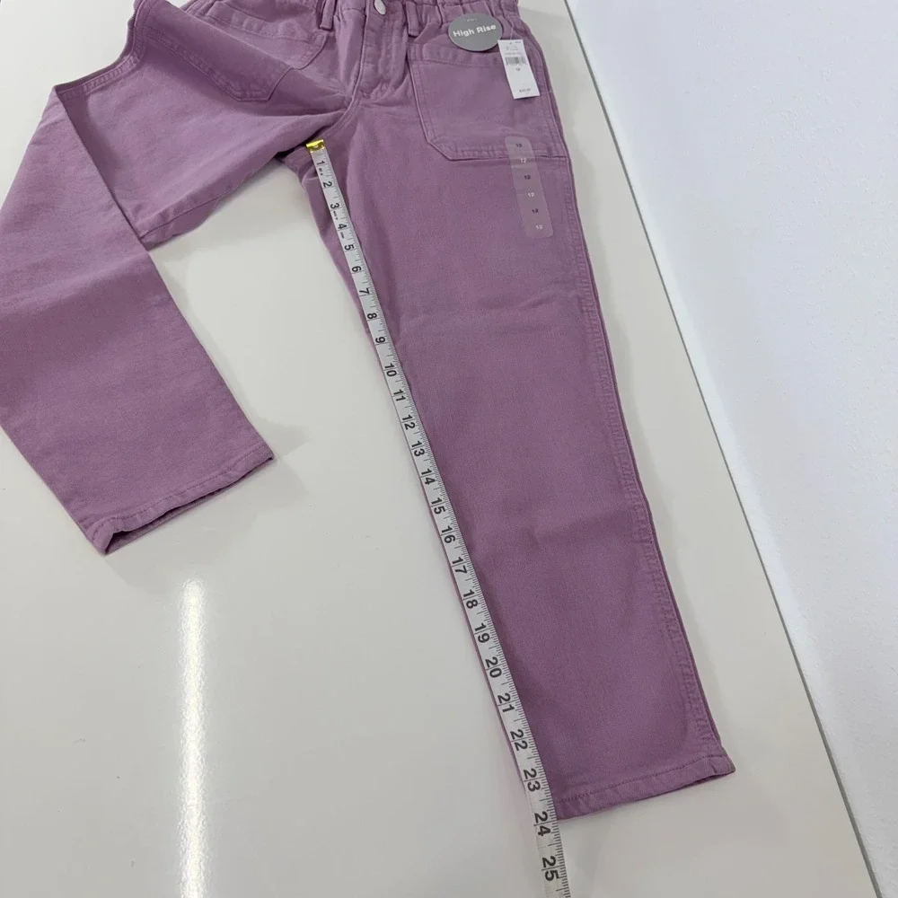 GAP NWT Girls High-Rise Elastic Paperbag Waist Denim Lavendar Mom Jeans Size 12
